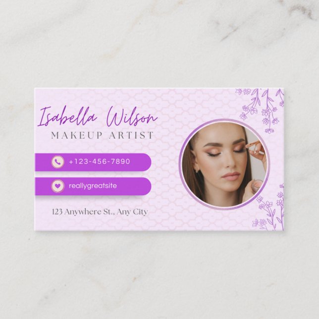 Elegant Makeup Artist Business Card  (Front)