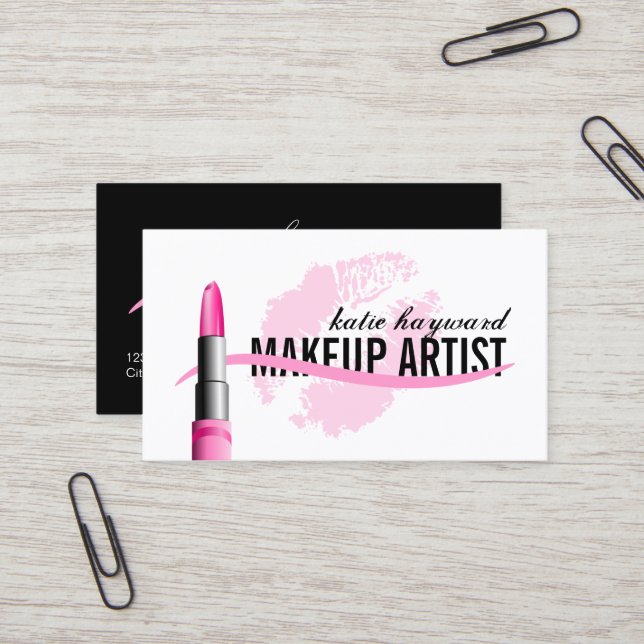 Elegant Makeup Artist Business Card (Front/Back In Situ)