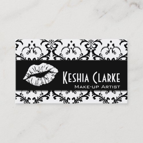 Elegant Makeup Artist Business Cards Damask