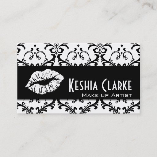 Customizable Elegant Makeup Artist Business Cards Damask