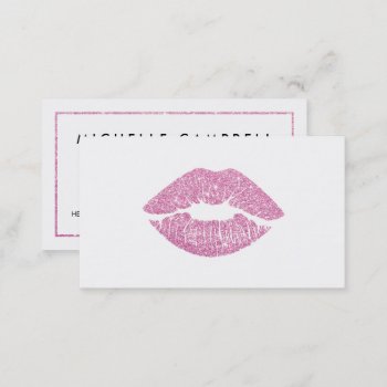 Elegant Makeup Artist Faux Glitter Chic Pink Lips Business Card by busied at Zazzle