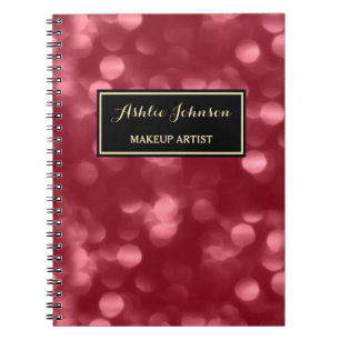 Elegant Makeup Artist Glamorous Red Luxe Bokeh Notebook