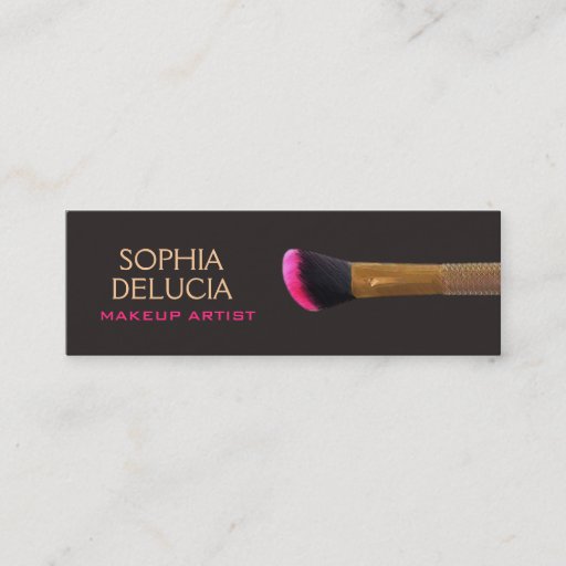 Customizable Elegant Makeup Artist Gold Pink Makeup Brush Business Card