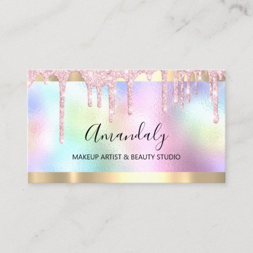 Elegant Makeup Artist Hair Wax Holograph Business Card