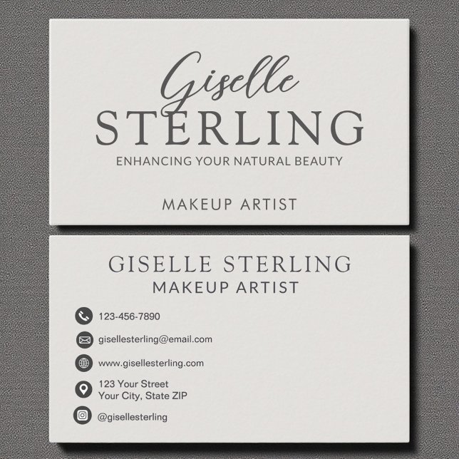 Elegant Makeup Artist Luxury Modern Script  Business Card (Creator Uploaded)