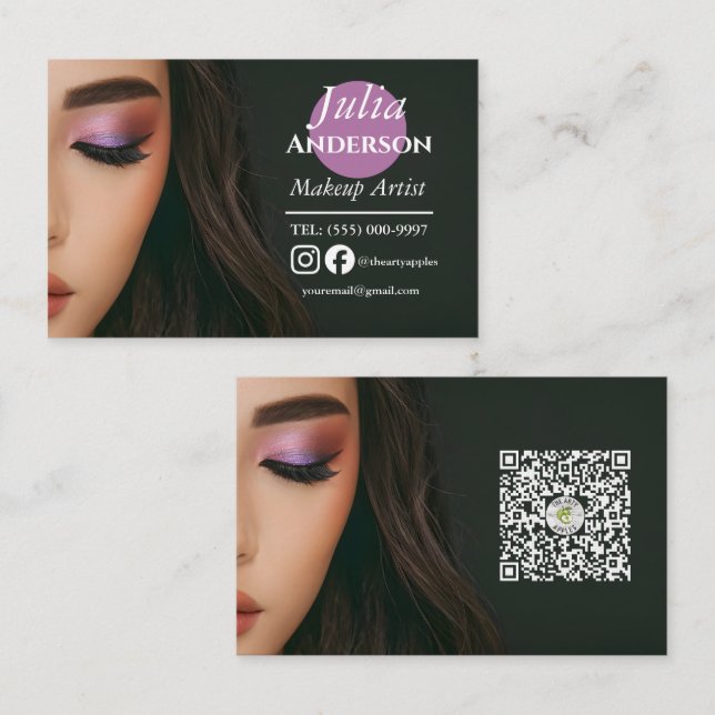 Elegant Makeup Artist MUA photo small business Card (Front/Back)
