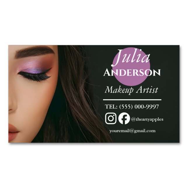 Elegant Makeup Artist MUA photo small business Card Magnet (Front)