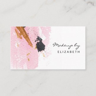 Elegant Makeup Artist Pink Gold Black Classy Business Card