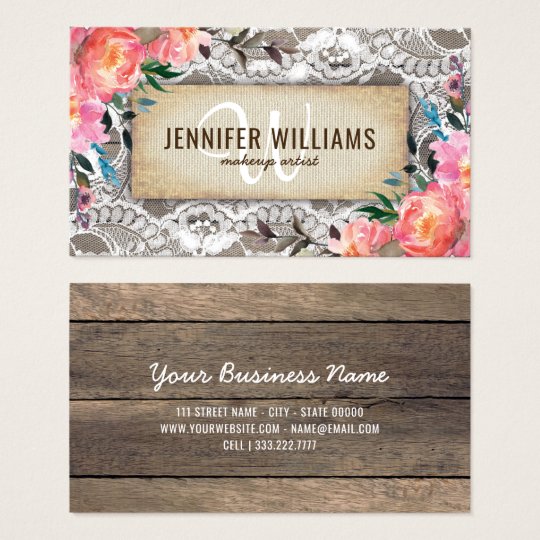 Elegant Makeup Artist Wedding Rustic Floral Business Card Zazzle Com Rustic Business Card Template Free