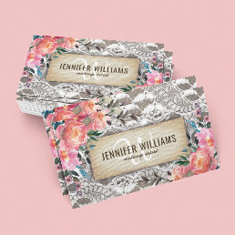 Elegant Makeup Artist Wedding Rustic Floral Business Card