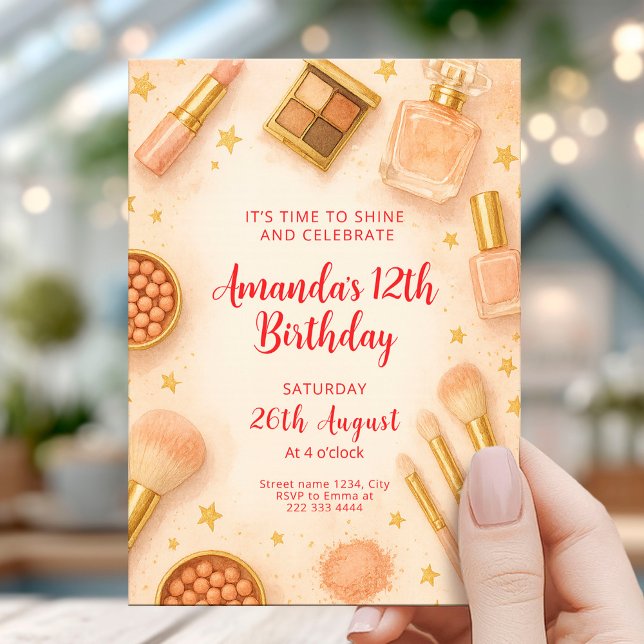 Elegant Makeup Birthday Party Invitation (Creator Uploaded)