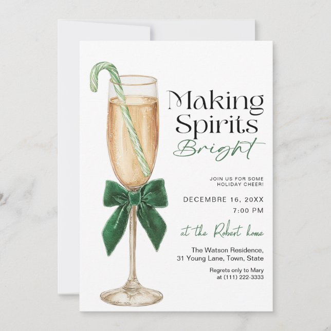 Elegant Making Spirits Bright Holiday party Invitation (Front)