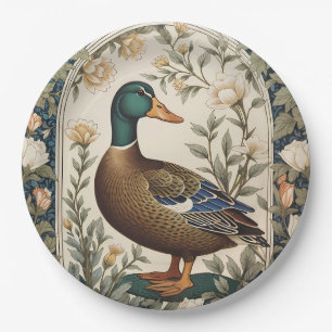 Elegant Mallard Duck William Morris Inspired  Paper Plates