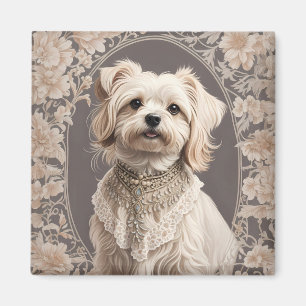 Elegant Maltese Dog William Morris Inspired Magnet