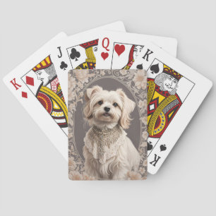 Elegant Maltese Dog William Morris Inspired Poker Cards