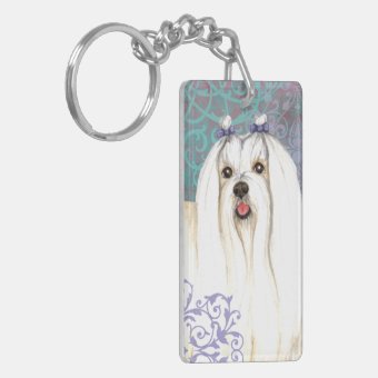 Elegant Maltese Keychain | Zazzle