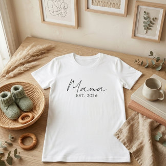 Elegant Mama Est Year Modern Identity Design T-Shirt