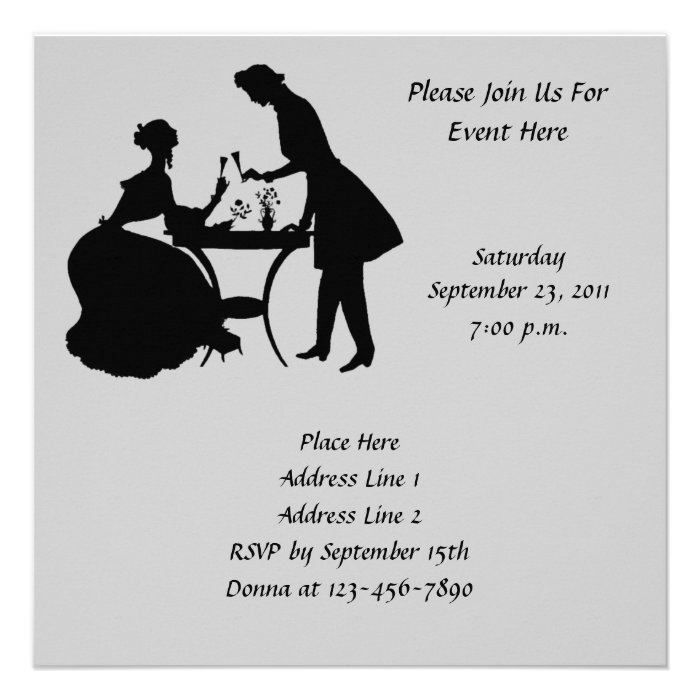 Elegant Man And Woman Silhouette Invitation