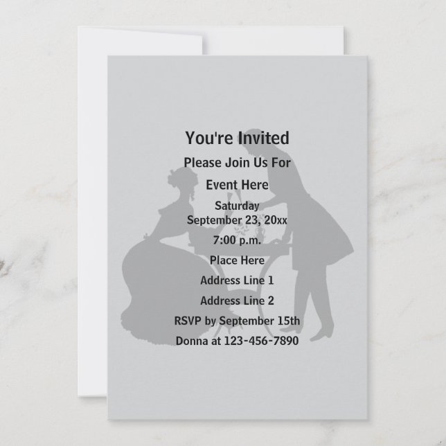 Elegant Man And Woman Silhouette Party Invitation (Front)