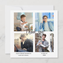 Elegant Man Graduation Photo Collage Thank You