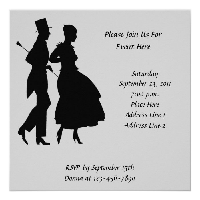 Elegant Man Woman Silhouette Invitation