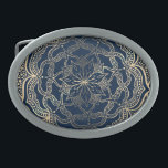 Elegant Mandala Art Boho Gold and Navy Blue Luxury Belt Buckle<br><div class="desc">Beautiful gold colored mandala artwork with navy blue background.</div>