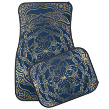 Elegant Mandala Art Boho Gold and Navy Blue Luxury