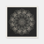 Elegant Mandala Boho Chic Indian Black Wedding Napkins