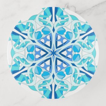 Elegant Mandala Design  Blue Ivy Trinket Tray by PicturesByDesign at Zazzle