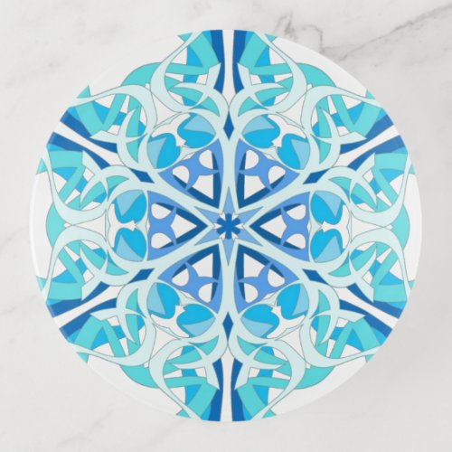 Elegant Mandala Design Blue Ivy Trinket Tray