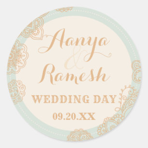 Elegant Mandala Dotted Circle Mehndi Wedding Classic Round Sticker