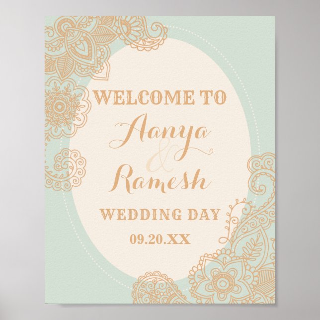 Elegant Mandala Dotted Circle Mehndi Wedding Poster (Front)