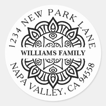 Elegant Mandala Family Return Address Stickers