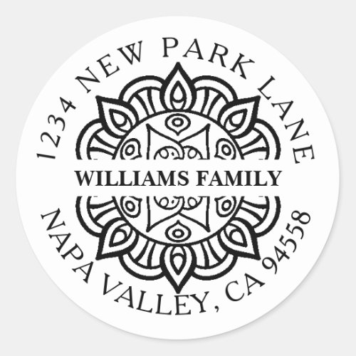 Elegant Mandala Family Return Address Stickers
