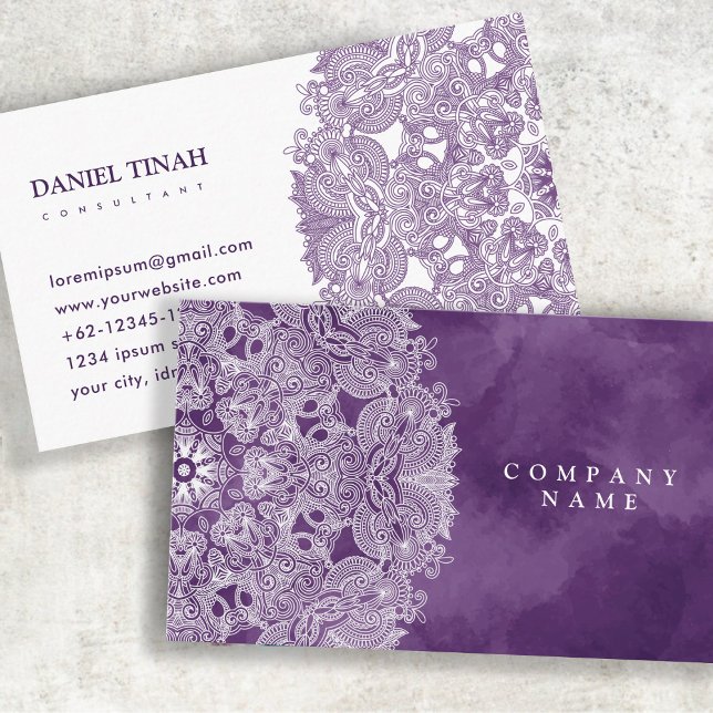 Elegant Mandala Floral Luxury Purple Theme Business Card (Creator Uploaded)