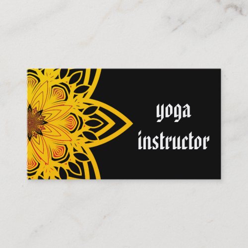 Elegant Mandala Flower Logo Yoga Instructor Business Card