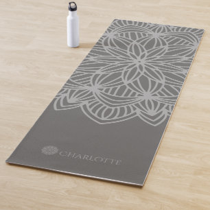 Elegant Mandala Grey Personalized (1 sided) Yoga Mat