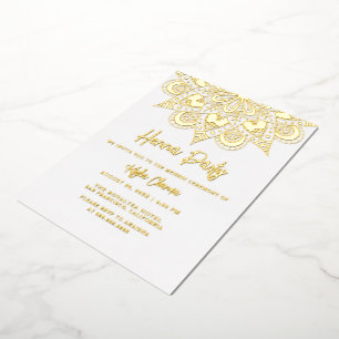 Elegant Mandala Henna Party Mehndi Real Gold Foil Invitation