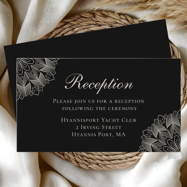 Elegant Mandala Indian Boho Chic Black Wedding Enclosure Card (Creator Uploaded)