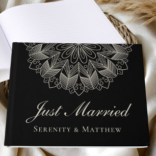 Elegant Mandala Indian Boho Chic Black Wedding Guest Book