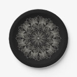 Elegant Mandala Indian Boho Chic Black Wedding Paper Plates