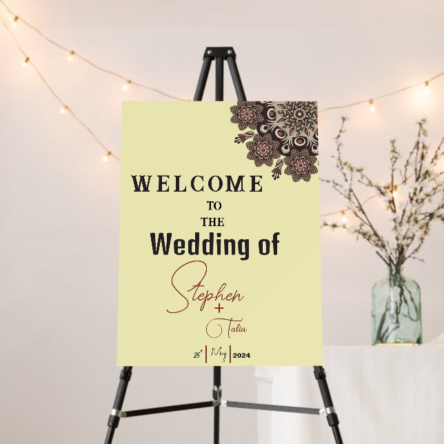 Elegant Mandala-Inspired Wedding  Foam Board (In Situ (Stand))