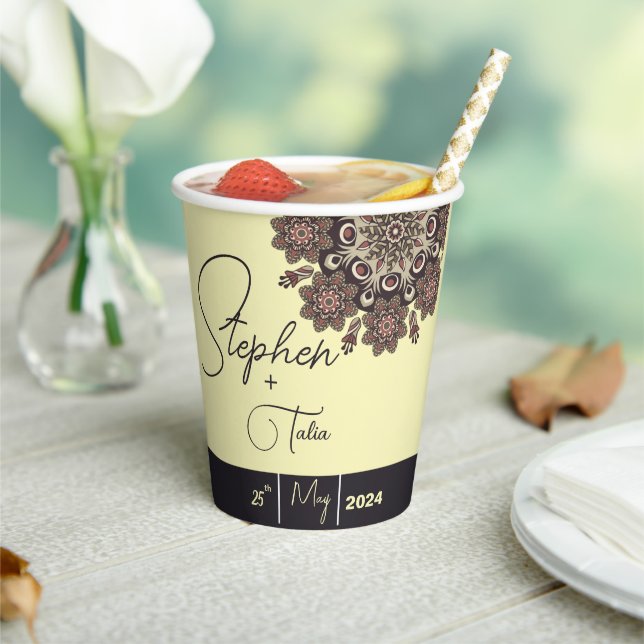 Elegant Mandala-Inspired Wedding  Paper Cups (Insitu)