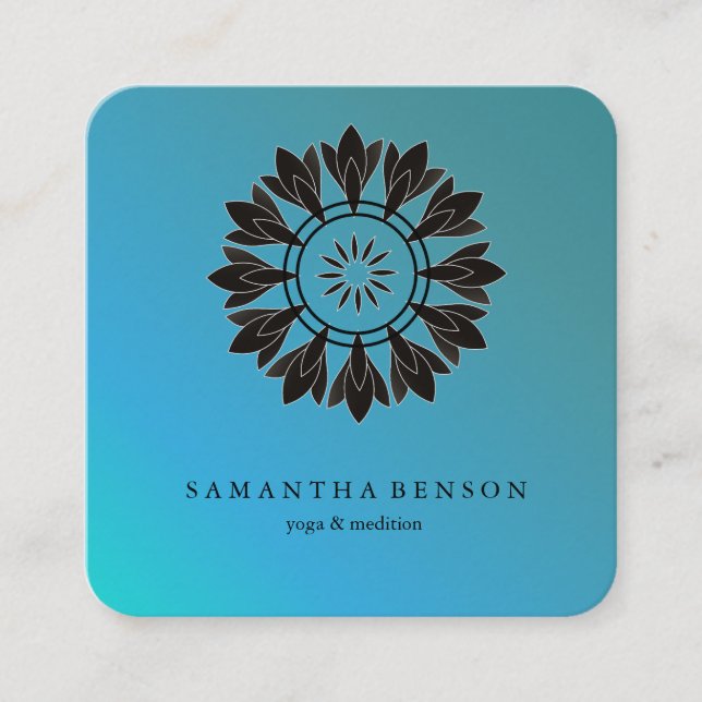 Elegant Mandala Logo Yoga Symbol Of Universe Square Business Card (Front)