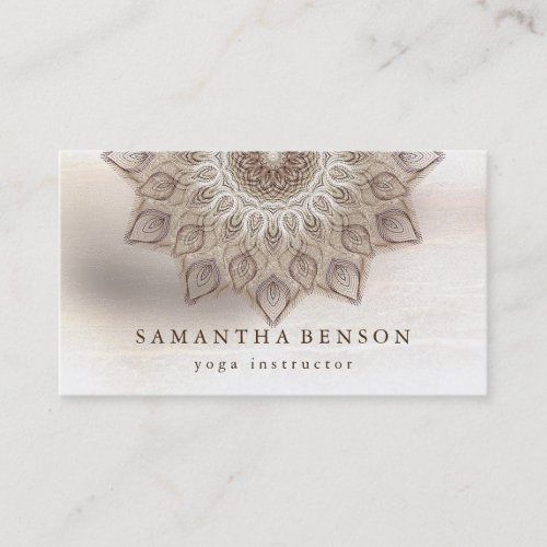 Elegant Mandala Lotus Flower Logo Yoga Instructor Business Card