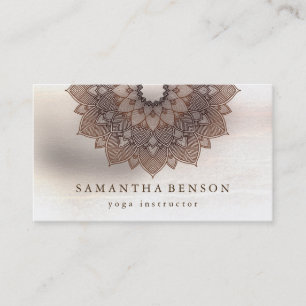 Elegant Mandala Lotus Flower Logo Yoga Instructor Business Card