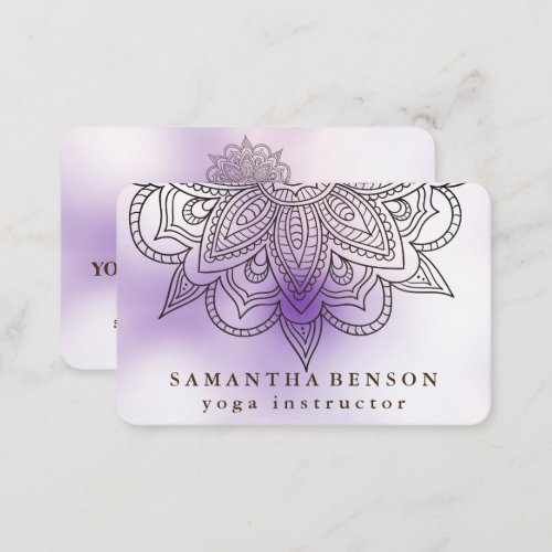 Elegant Mandala Lotus Flower Logo Yoga Instructor Business Card