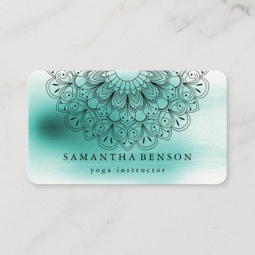 Elegant Mandala Lotus Flower Logo Yoga Instructor Business Card