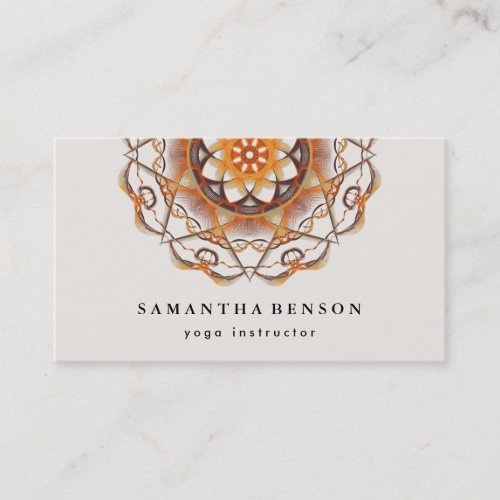 Elegant Mandala Lotus Flower Logo Yoga Instructor  Business Card