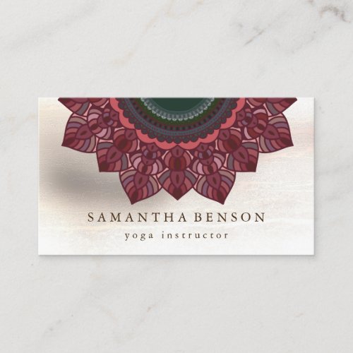 Elegant Mandala Lotus Flower Logo Yoga Instructor  Business Card